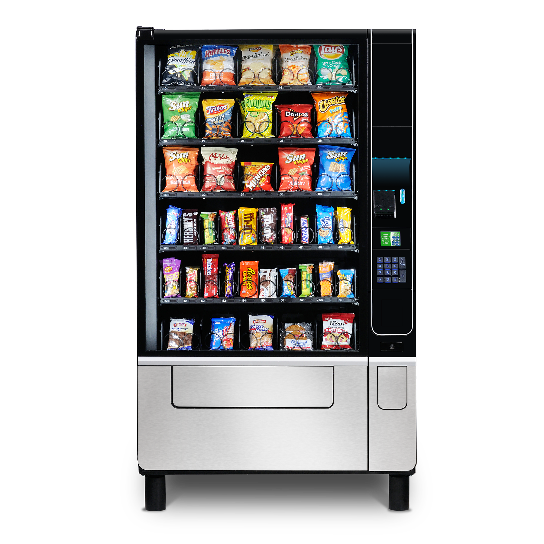 The Evolution 40 Snack Vending Machine from Selectivend filled with the most popular snacks.