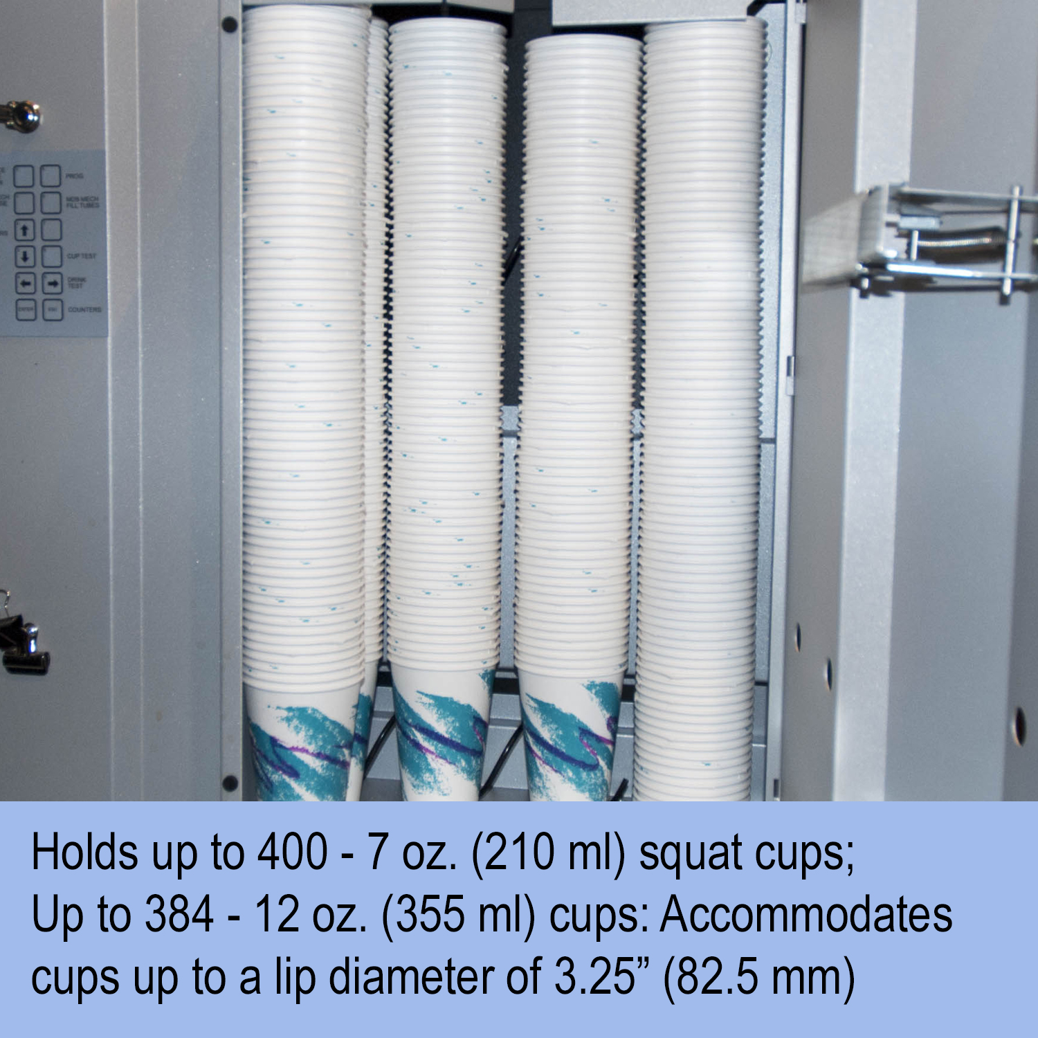 Accommodate a variety of cup sizes when using the Coffee Hot Beverage Vending Machine.